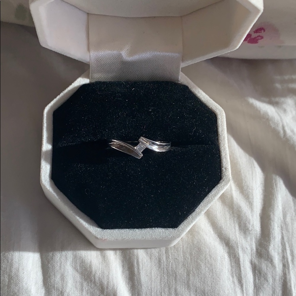 14K White Gold Over 925 Sterling Silver Ring Sz 7